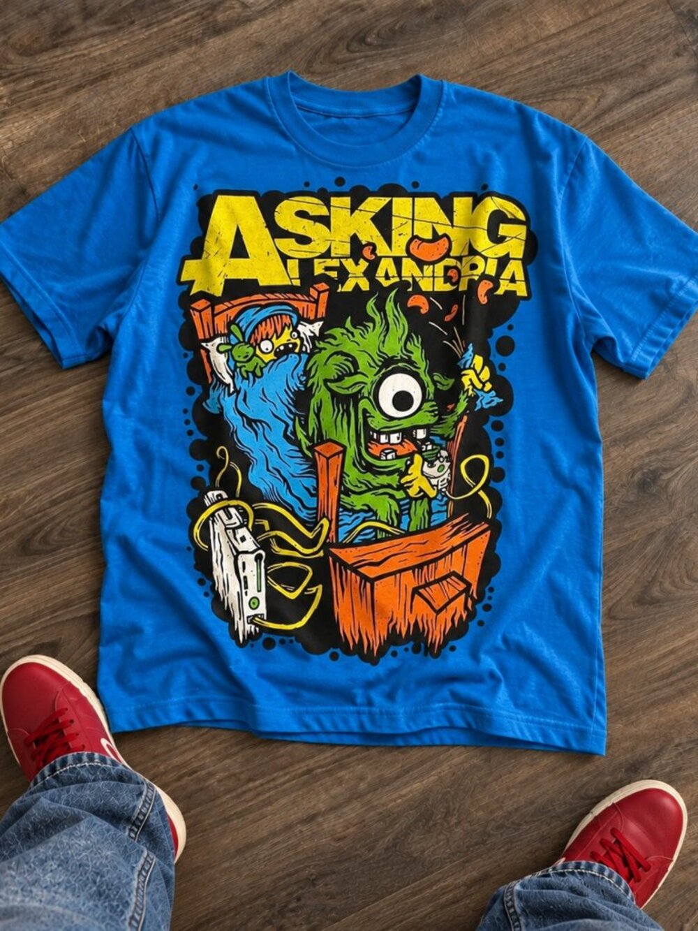 Gildan Asking Alexandria Blue Graphic T-Shirt